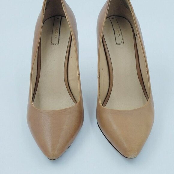 Aldo Classic Brown Leather Pointed Toe Pumps Heels Size 8 - Picture 1 of 9